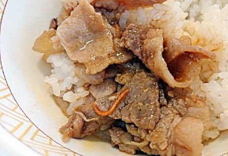 すき家の豚生姜焼き朝定食2019年3月20日実物４