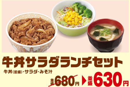すき家牛丼サラダランチセット